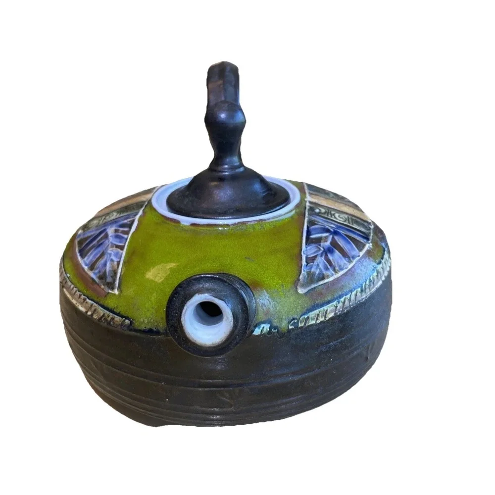 Danko Pottery Ceramic Teapot Unique Artisan Made Bulgaria VGC Coffee Brew Handle